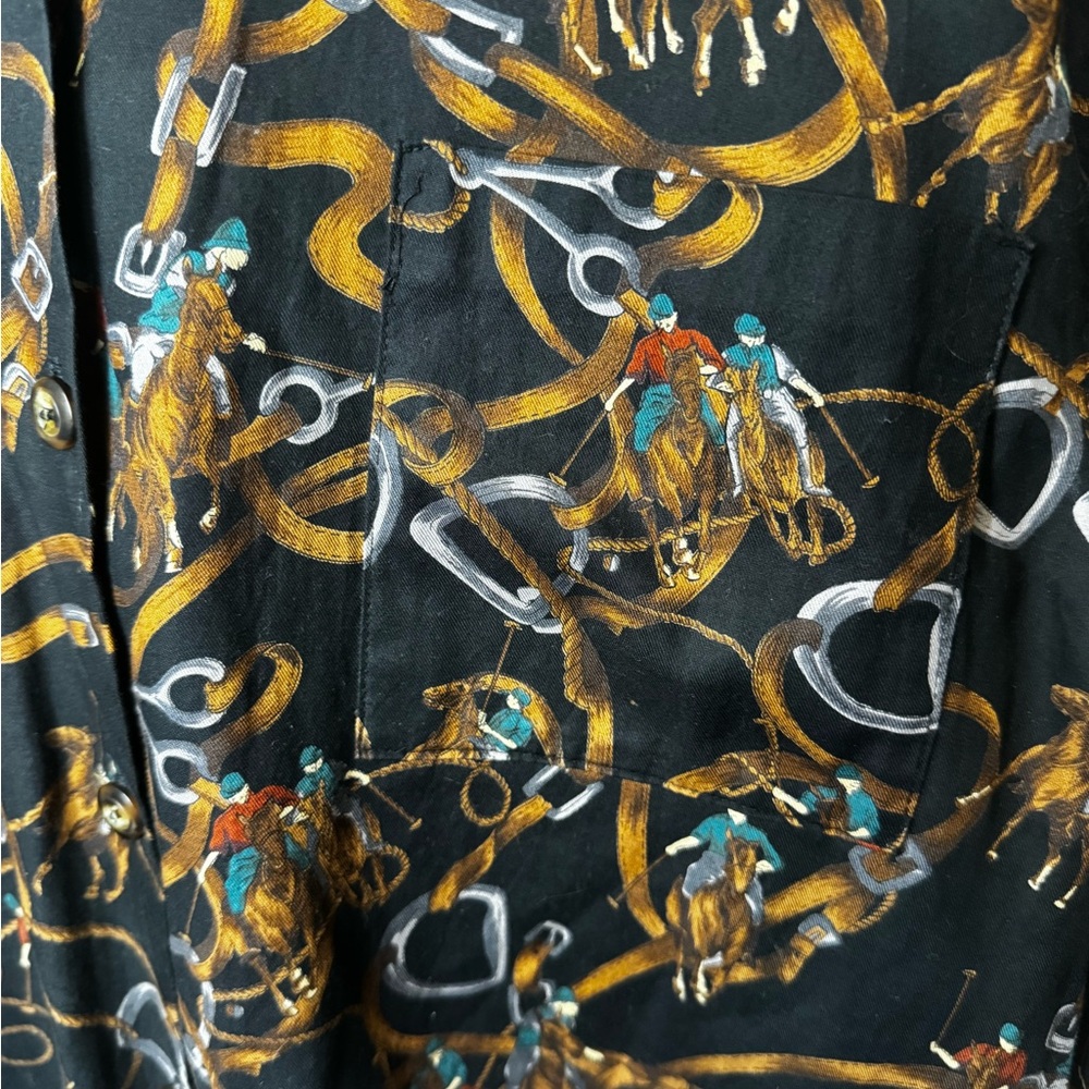 Polo Vibes Black Western Print Long-Sleeve button up Shirt - Picture 4 of 5